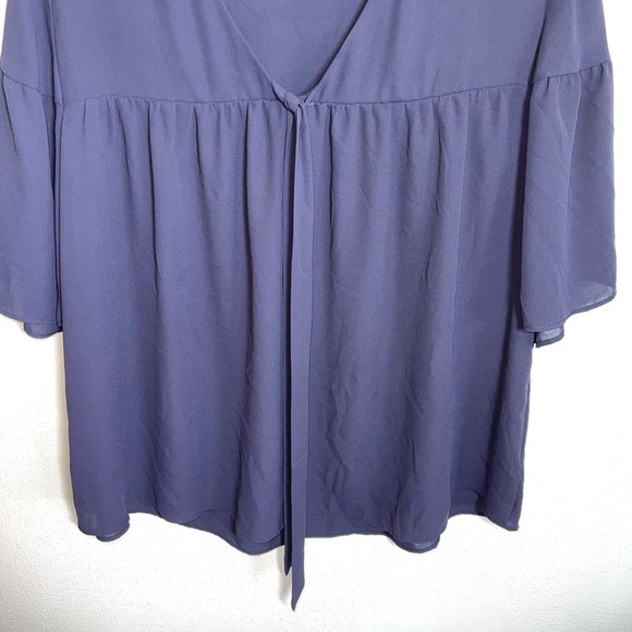 Ann Taylor Navy Blue Flare Sleeve Tie Back Blouse Medium Women’s - Picture 6 of 11
